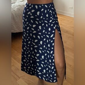 Chic Navy Patterned A-Line Skirt